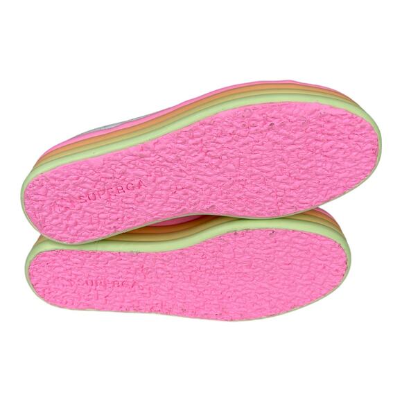 Superga 2790 Candy Sneaker 6.5 Hot Pink Multi White Platform Low Top Revolve New - Picture 4 of 7
